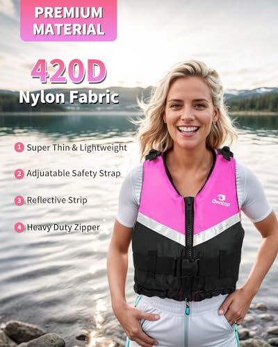 Pink Adult Swim Jacket - Lightweight & Adjustable Water Safety Vest