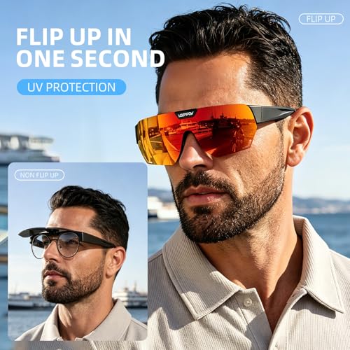 Polarized Over Glasses Sunglasses for Men Women UV Protection XL - Red 01