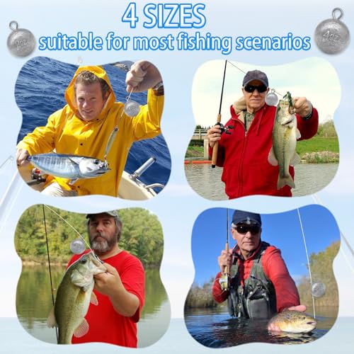 3oz Fishing Round Sinker Cannonball Lead Weights Assortment - 5 Pieces