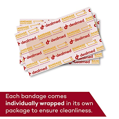Dealmed Fabric Flexible Adhesive Bandages 100 Count Pack of 6 - Latex-Free Wound Care