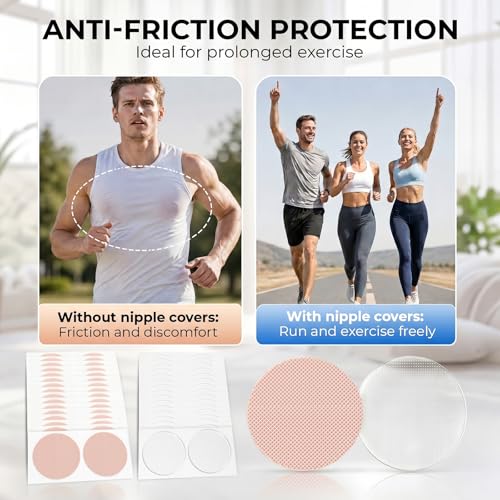 Men's Nipple Covers 400 Pcs Anti-Chafing Tape for Running Workout White