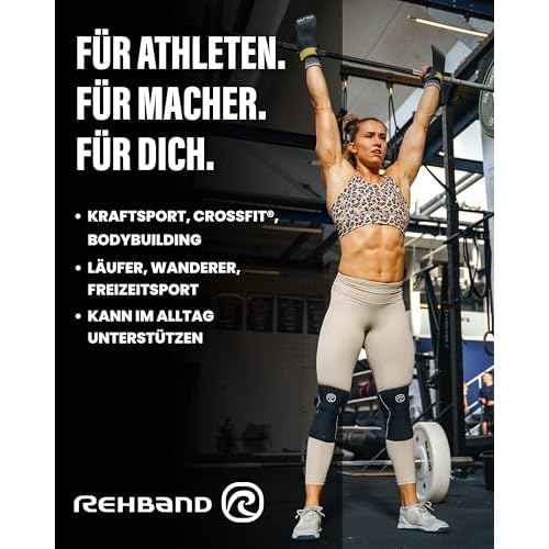 Rehband 5mm knee sleeve support for Cross Fit & heavy training, compression neoprene knee sleeve, feel stronger + more secure while workout, Colour:Camo - 1 Pair, Size:S