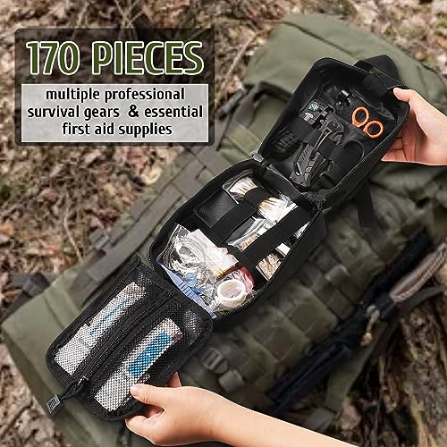 ABPIR 170 PCS Survival Kit with Emergency First Aid and Outdoor Gear - Black