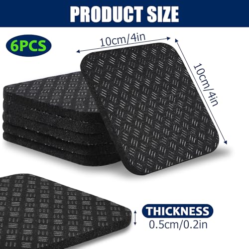 TOBWOLF 6PCS Treadmill Mat Pads - Non-Slip Anti-Vibration, 5MM Square