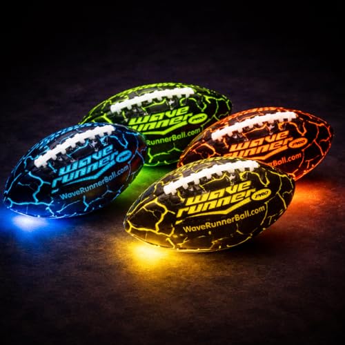 Wave Runner LED Pro Light Up Football - Random Color for Night Outdoor Play