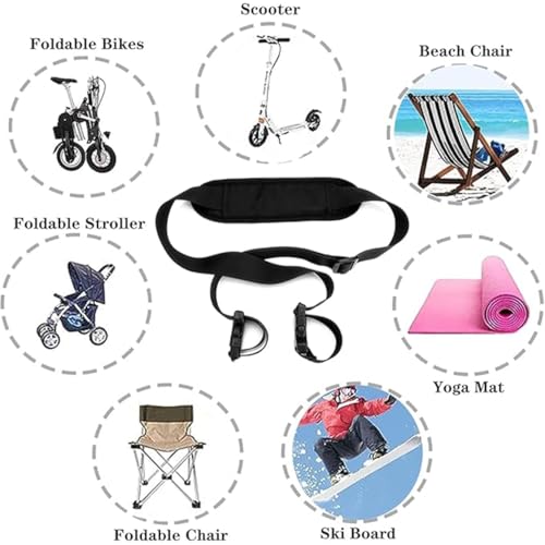 2 Pack Adjustable Kick Scooter Straps with Anti-Slip Shoulder Carrying Strap for Kids Bikes & Beach Chairs