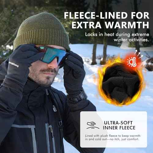 TOP-EX DryKnit¢â Unisex 80% Merino Wool Waterproof Beanie with Ear Flap Warm Winter Fleece Lined Beanie Hat M/L/XL