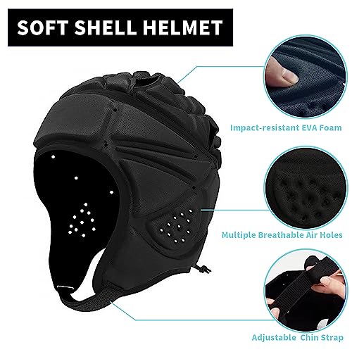 Kids Soft Flag Football Helmet Large Black Adjustable Padded Headgear