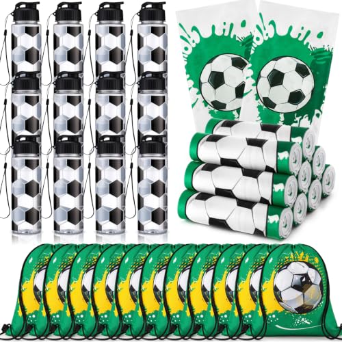 Soccer Water Bottles Set with Cooling Towels and Drawstring Backpacks - Bulk 36 Pieces
