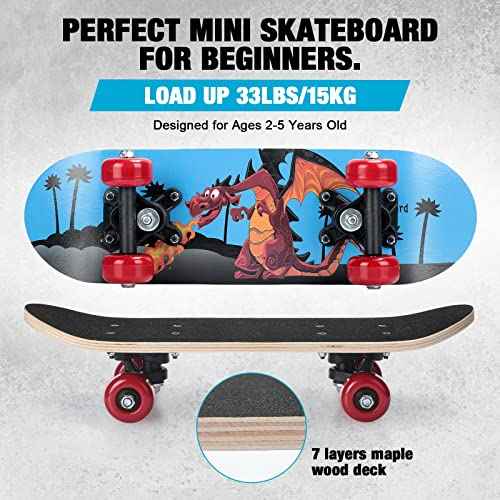Honoson 7 Pcs Skateboard for Toddlers Beginners Knee Elbow Pads Wrist Guards Gear Set
