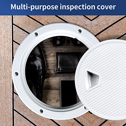 8 Inch Marine Boat Hatch Non Slip Inspection Cover - White, Detachable