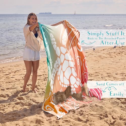 WEKAPO Beach Blanket Waterproof Sandproof Oversized 8x7 ft - Sea Turtle Pattern, Extra Large, Sand-Free for Beach & Picnic