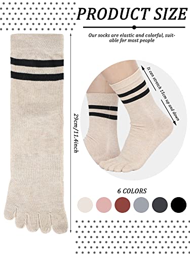 Breathable Cotton Toe Socks for Running & Athletic Activities - Multicolor, 6 Pairs