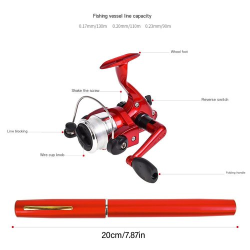 Pen Shaped Telescopic Fishing Rod with Fishing Reel Pocket Foldable Fishing Rod Reel Set Small Pen Fishing Rod Set