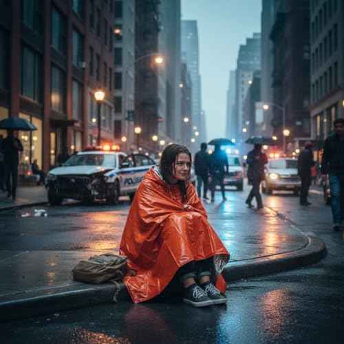 Survival Poncho with Mylar Blanket Liner, Waterproof Emergency Rain Poncho for Hiking, Camping, Outdoors(4 Pack)