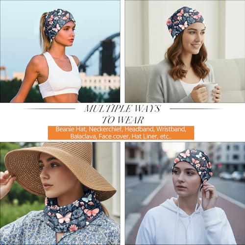 Deokke Butterfly Flower Slouchy Chemo Cap - Lightweight Head Wrap for Women Girls Men - Variation I-7-butterfly Flower