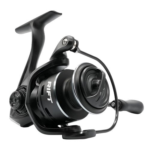 RIFT Chasm Spinning Reel, Carbon Disc Drag System, 5.2:1 Gear Ratio, 7+1 Stainless Steel Ball Bearings, CNC Aluminum Spool, Knurled Spool Center, Ambidextrous (Black/Silver - Without Line, 2000)