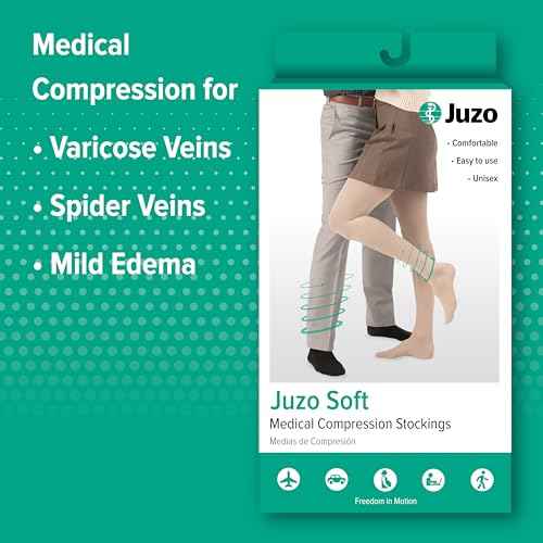 Juzo Soft 2001 20-30mmhg Compression Closed Toe Knee-High Stocking ,Beige,2 (II)