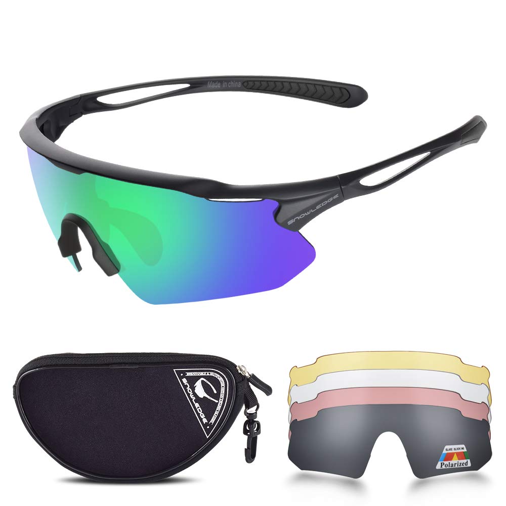 Sports Sunglasses Bike Cycling Sunglasses for Men Women with 5 Interchangeable Lens,Polarized Sunglasses with Anti-Uv400 for Driving Fishing Golf