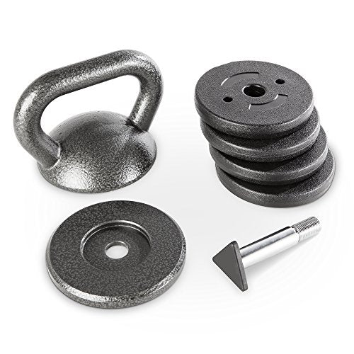 Adjustable 20lb Kettlebell Handle Set for 1-Inch Plates, Up to 50lb Capacity