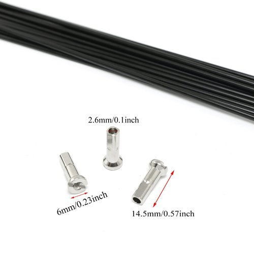 Pro Bamboo Kitchen 12pcs Stainless Steel Spokes 290mm Mountain Bike/Road Bike 14G Spokes Black with 12mm Nipples