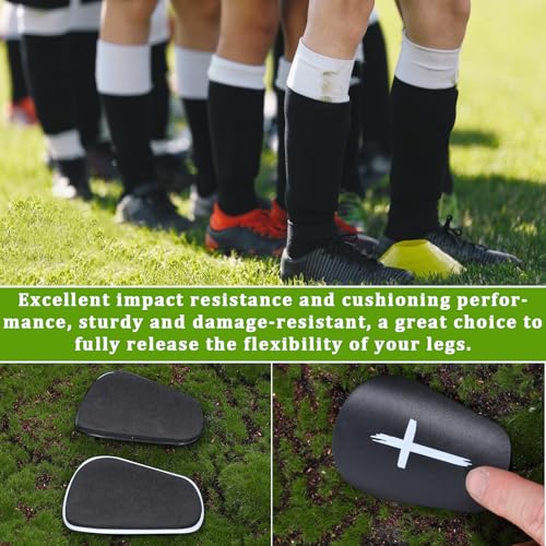 Mini Soccer Shin Guards 2 Pairs Black & White Impact Protection for Men Women