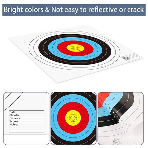 suituts 100 Pcs Bullseye Paper Shooting Targets with 4 Pcs Archery Target Pins, Archery Targets Paper 16x16 Inch 10 Ring Bow and Arrow Targets for Indoor or Outdoor Range