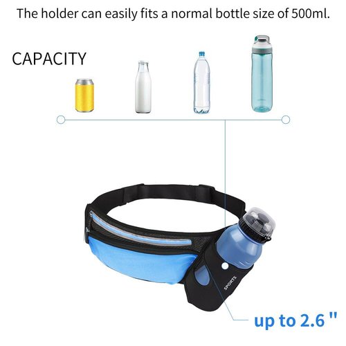 Running Water Bottle Belt Hydration Fanny Pack Waist Bag for Women Men with Bottle Holder Hip Pack for Runner Pouch for Walking Cycling Camping Gym