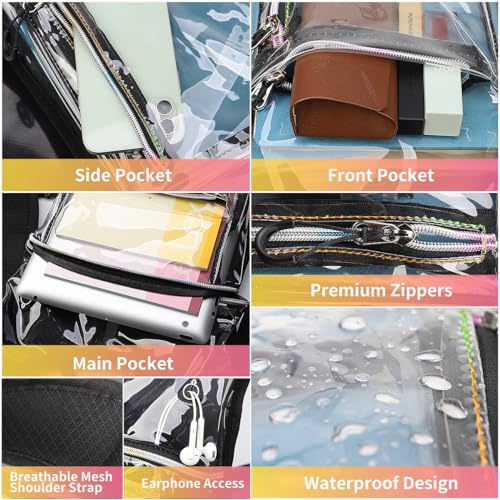 Clear Hydration Backpack with 2L Insulated Water Bladder for Raves Hiking Cycling