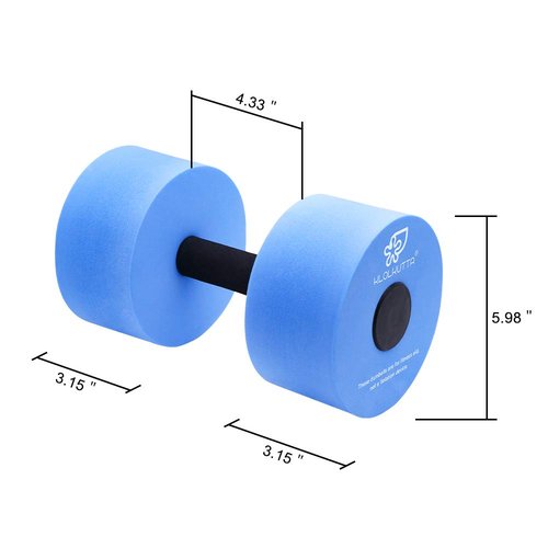 KLOLKUTTA Water Dumbbells, Blue Aqua Dumbbells Set High-Density EVA-Foam Dumbell Resistance for Water Aerobics Fitness and Pool Exercises
