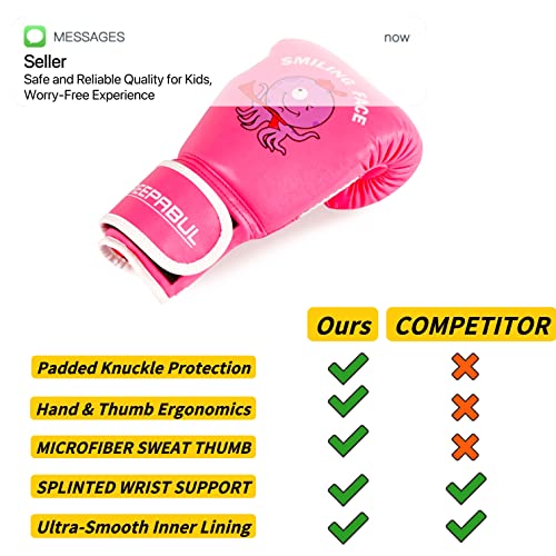 Kids Boxing Gloves 4oz Pink for Youth & Toddler Training - Fluorescent