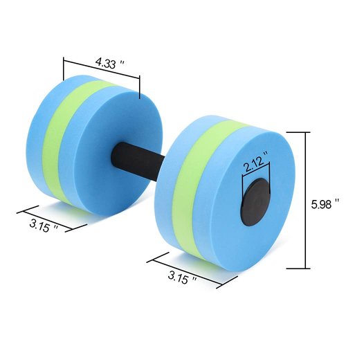 OSMOFUZE Aquatic Dumbbells, Water Dumbbell 2PCS Water Aerobic Exercise Foam Dumbbells Pool Resistance Water Fitness Equipment for Weight Loss
