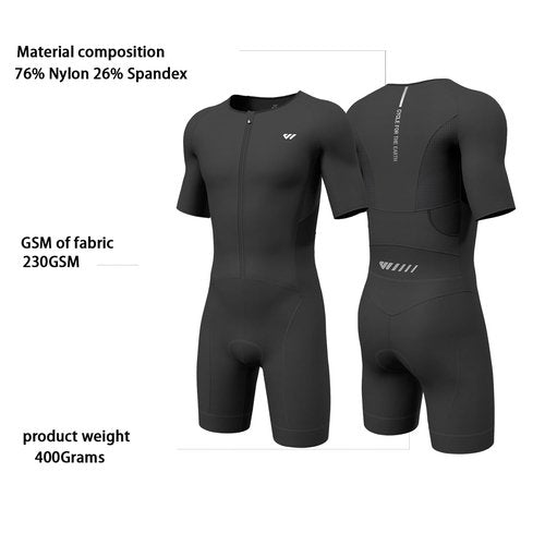 Lo.gas Triathlon Suits Mens,High Elasticity Breathable Quick-qrying Trisuit Race‌ Skinsuits Cycling Swimskin Bike Swim Run Black Small