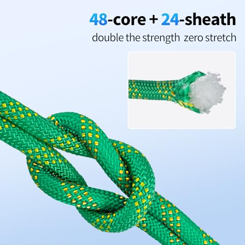 150Ft Heavy Duty Climbing Rope for Arborists - Green, 1/2 Inch Diameter
