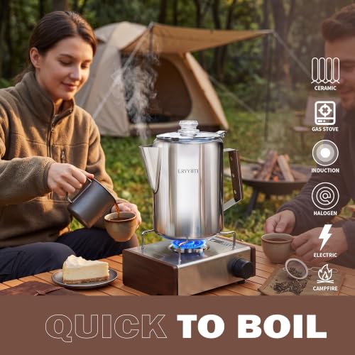 9 Cup Stainless Steel Coffee Percolator - Camping & Stovetop Brew
