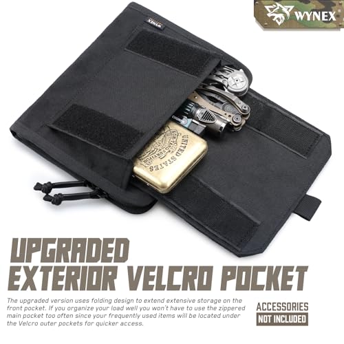 WYNEX Tactical Molle Admin Pouch Black Laser-Cut EDC Organizer Tool Bag