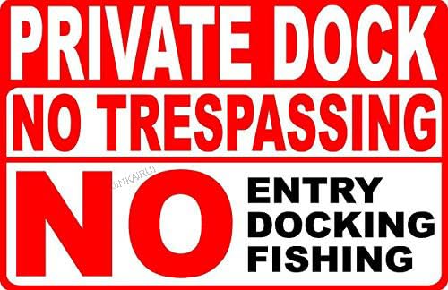 Private Dock No Trespassing Metal Sign No Fishing Docking Entry Boat 12 x 16 in