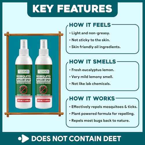 Natural Mosquito Repellent Spray TwinPack 6.75 oz DEET Free Insect Repellent Spray Lemon Eucalyptus Oil Scent for Mosquitoes Gnats Black Flies No-See-ums repelente de Mosquitos para ninos