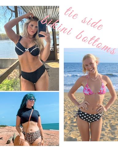 Women's Mid-Waisted Bikini Bottoms - Full Coverage Light Blue Small