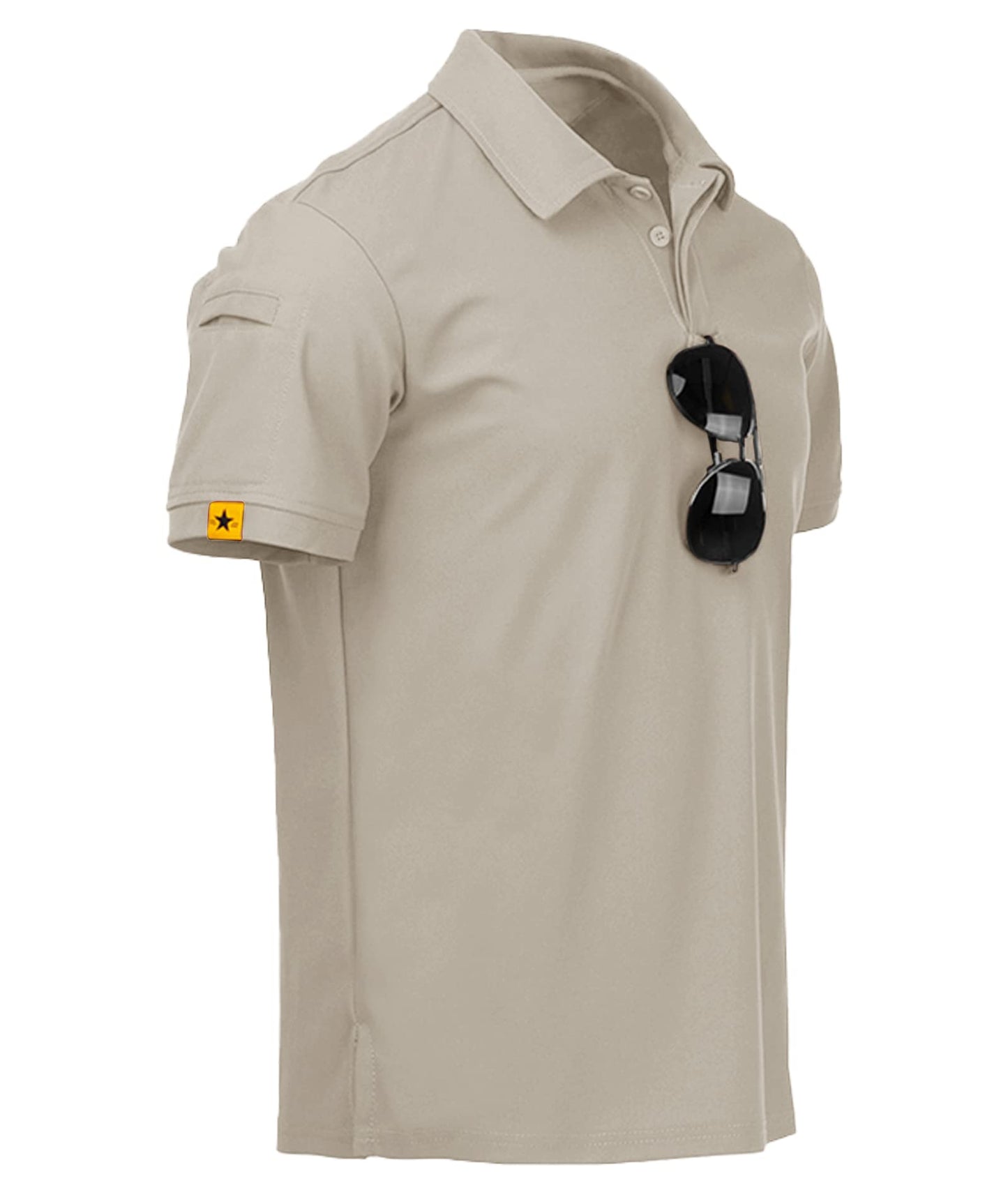 ZITY Mens Polo Shirt Short Sleeve Sports Tactical T-Shirt Athletic Golf Polos Daily Casual Stylish Collared Shirts for Men Lightkhaki 3X-Large