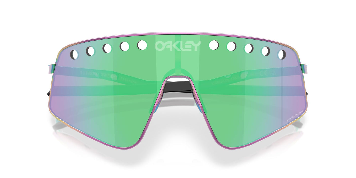 Oakley Sunglasses for Men - OO6025 Sutro TI Sweep Sunglasses with Rimless Titanium Frames PRIZM Lenses -Polished Oil Slick/PRIZM Road Jade - Size 38