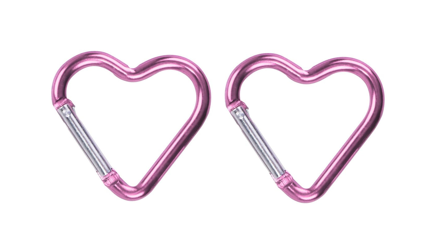 2Pcs Cute Heart Shape Carabiners Keychain Clips,Backpack Water Bottle Aluminum Alloy Accessory and Keychain Carabiners for Dog Leash Water Bottle Holder Snap,Snap Hook for Camping Accessories (Pink)