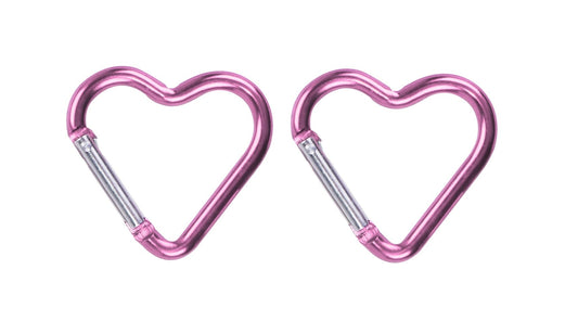 2Pcs Cute Heart Shape Carabiners Keychain Clips,Backpack Water Bottle Aluminum Alloy Accessory and Keychain Carabiners for Dog Leash Water Bottle Holder Snap,Snap Hook for Camping Accessories (Pink)