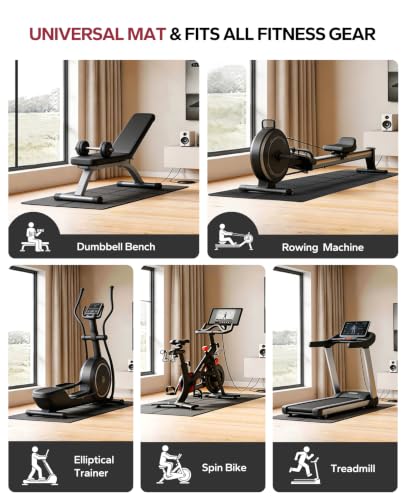 HAPBEAR Foldable Treadmill Mat 79 x 35.5 Inches Black - Non-Slip Floor Protector for Home Gym