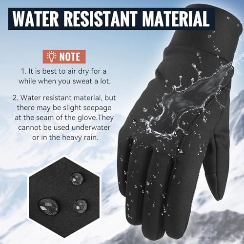 Men's Winter Touchscreen Gloves - Black, Large - Windproof & Water-Resistant
