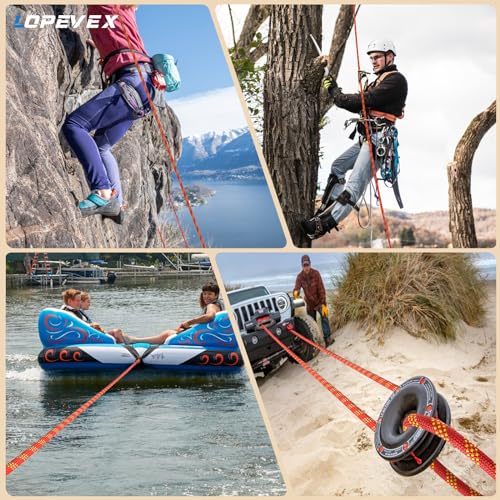 1/2 Inch Static Climbing Rope - 150 Ft High Strength Arborist Bull Rope for Tree Rigging & Rappelling - Red / 48 Strand Polyester Braided
