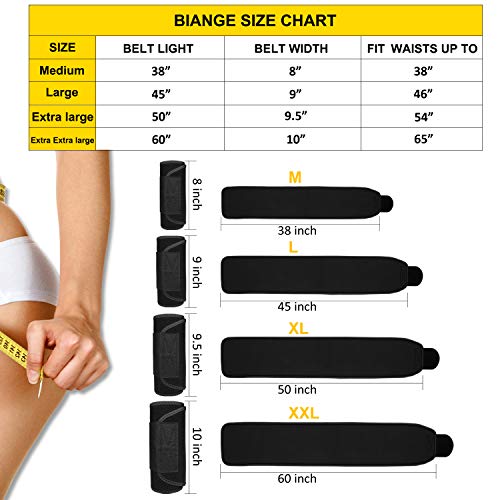 M Neoprene Waist Trainer for Men Women Belly Wrap with Back Support - Black, 38"