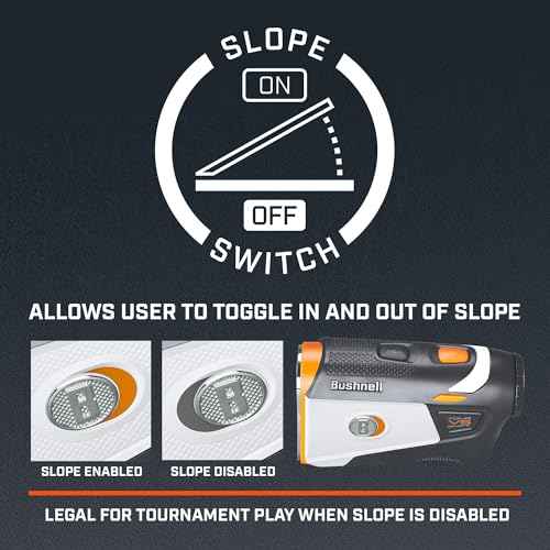 Bushnell Golf Tour V6 Shift Laser Rangefinder with Slope Compensation, 1300-Yard Range, Flag Lock Vibration, Magnetic Cart Mount, 6X Magnification, Waterproof ? Tournament Legal
