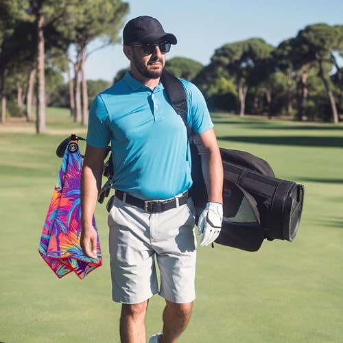 Magnetic Golf Towel for Golf Bags - Colorful Microfiber Waffle Pattern with Clip