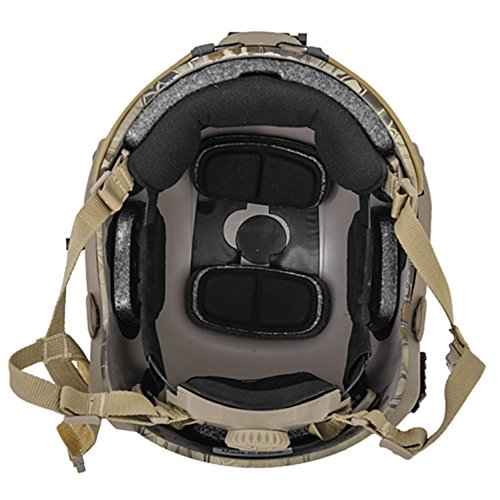 Lancer Tactical Medium - Large Industrial ABS Plastic Constructed Maritime Helmet Adjustable Crown 20mm Side Rail Adapter Padding Stickers NVG Shroud Bungee Retention Goggle Clip (Highlander)
